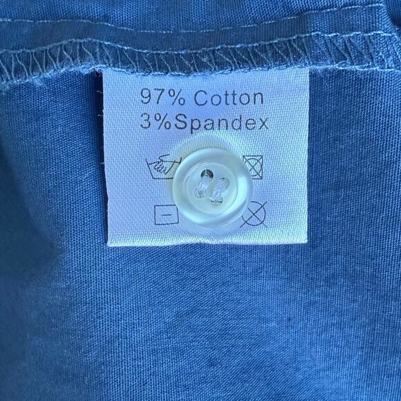 Blue Button Down Dress Shirt Mens Large Fitted Lapel Cuff Accent Going Out Chic - Picture 10 of 12